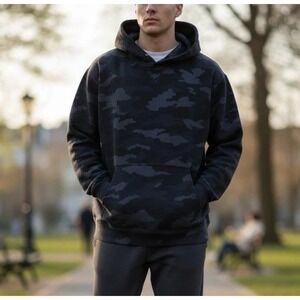 Lululemon Hoodie Camo City Sweat Heritage 365 Men L Deep Coal Black Gray (Rare)